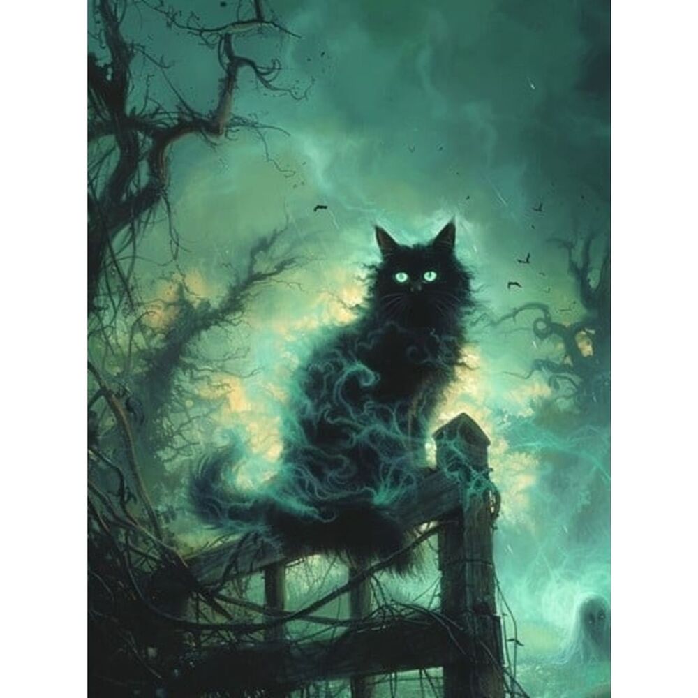 Custom Fridge Magnet Black Mystical Cat Home Kitchen Decor